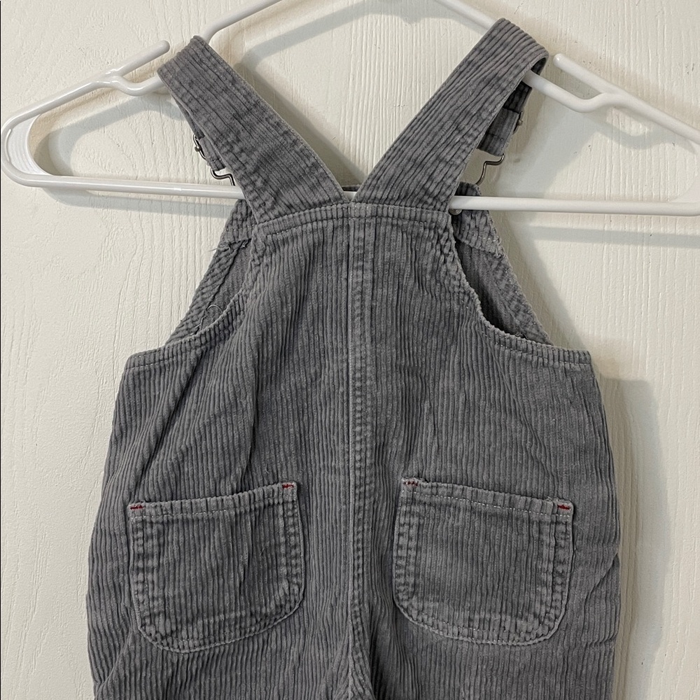 Thomas & Friends Like New Corduroy Gray Overall Bibs Train Embroidery Size 12 Mo - Picture 7 of 9